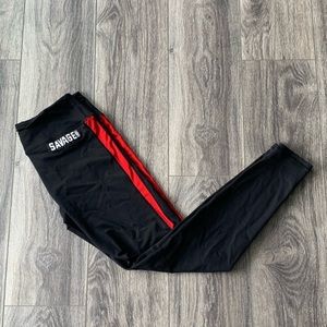 Savage Barbell red and black leggings